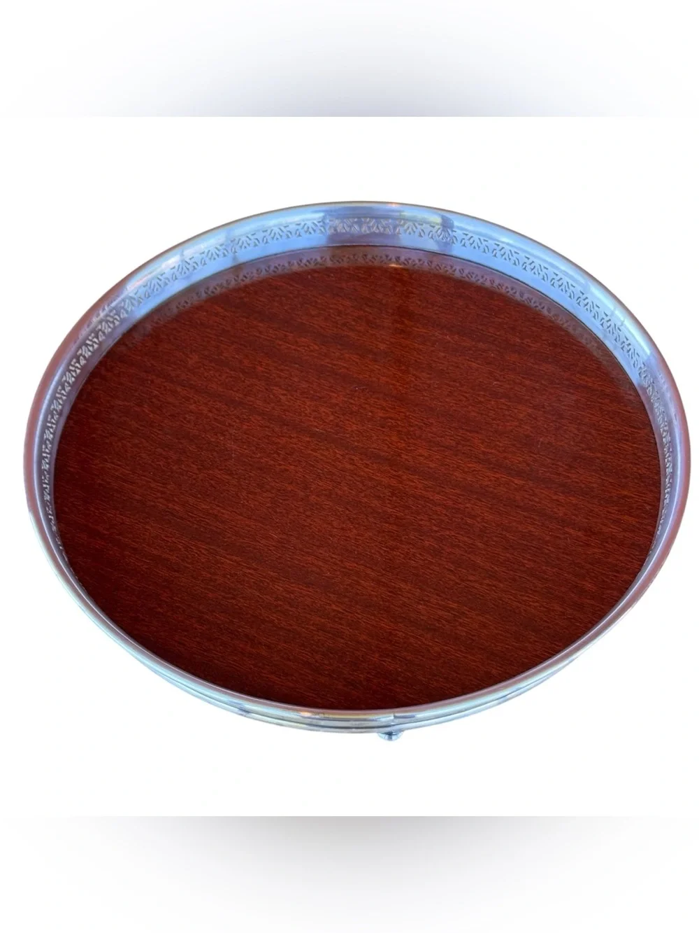 Vintage Mid Century Formica Wood Grain Serving Tray Retro Barware Decor